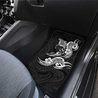 Hawaiian Manta Rays Car Mats Tribal Hibiscus Polynesian Tattoos Black Color LT03 - Polynesian Pride