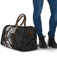 Hawaiian Manta Rays Travel Bag Tribal Hibiscus Polynesian Tattoos Black Color - Polynesian Pride