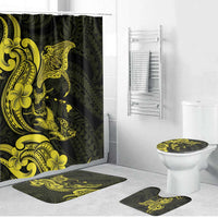 Hawaiian Manta Rays Bathroom Set Tribal Hibiscus Polynesian Tattoos Yellow Color LT03 Bathroom Set (4 pcs) Yellow - Polynesian Pride