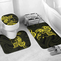 Hawaiian Manta Rays Bathroom Set Tribal Hibiscus Polynesian Tattoos Yellow Color LT03 Mat Set Only (3 pcs) One Size Yellow - Polynesian Pride