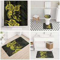 Hawaiian Manta Rays Bathroom Set Tribal Hibiscus Polynesian Tattoos Yellow Color LT03 - Polynesian Pride