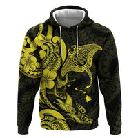 Hawaiian Manta Rays Hoodie Tribal Hibiscus Polynesian Tattoos Yellow Color LT03 Pullover Hoodie Yellow - Polynesian Pride
