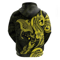 Hawaiian Manta Rays Hoodie Tribal Hibiscus Polynesian Tattoos Yellow Color LT03 - Polynesian Pride