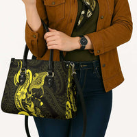 Hawaiian Manta Rays Leather Bag Tribal Hibiscus Polynesian Tattoos Yellow Color LT03 - Polynesian Pride