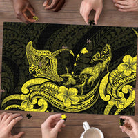 Hawaiian Manta Rays Puzzle Tribal Hibiscus Polynesian Tattoos Yellow Color LT03 - Polynesian Pride