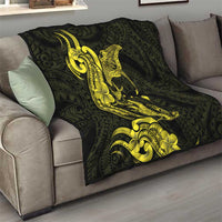 Hawaiian Manta Rays Quilt Tribal Hibiscus Polynesian Tattoos Yellow Color LT03 - Polynesian Pride