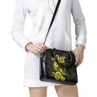 Hawaiian Manta Rays Shoulder Handbag Tribal Hibiscus Polynesian Tattoos Yellow Color - Polynesian Pride