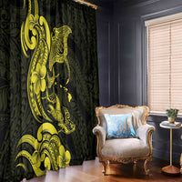 Hawaiian Manta Rays Window Curtain Tribal Hibiscus Polynesian Tattoos Yellow Color LT03 - Polynesian Pride