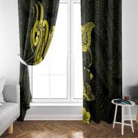 Hawaiian Manta Rays Window Curtain Tribal Hibiscus Polynesian Tattoos Yellow Color LT03 - Polynesian Pride