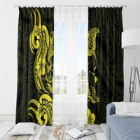 Hawaiian Manta Rays Window Curtain Tribal Hibiscus Polynesian Tattoos Yellow Color LT03 - Polynesian Pride