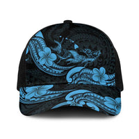 Hawaiian Manta Rays Baseball Net Cap Tribal Hibiscus Polynesian Tattoos Blue Color - Polynesian Pride