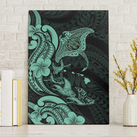 Hawaiian Manta Rays Canvas Wall Art Tribal Hibiscus Polynesian Tattoos Turquoise Color LT03 Without Frame Turquoise - Polynesian Pride