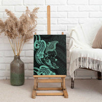 Hawaiian Manta Rays Canvas Wall Art Tribal Hibiscus Polynesian Tattoos Turquoise Color LT03 - Polynesian Pride
