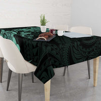 Hawaiian Manta Rays Tablecloth Tribal Hibiscus Polynesian Tattoos Turquoise Color - Polynesian Pride