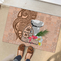 Guam Seal and Latte Stone With Ethnic Tapa Pattern Rubber Doormat Peach Fuzz Color LT03 - Polynesian Pride