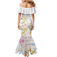 Hawaiian and Japanese Culture Together Mermaid Dress Tribal Motifs with Lei and Japanese Sakura Pattern LT03 - Polynesian Pride