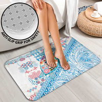 Hawaiian and Japanese Culture Together Bathroom Set Tropical Honu with Japanese Elements Blue Color