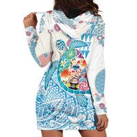 Hawaiian and Japanese Culture Together Hoodie Dress Tropical Honu with Japanese Elements Blue Color LT03 - Polynesian Pride