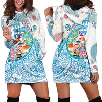 Hawaiian and Japanese Culture Together Hoodie Dress Tropical Honu with Japanese Elements Blue Color LT03 - Polynesian Pride