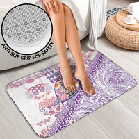 Hawaiian and Japanese Culture Together Bathroom Set Tropical Honu with Japanese Elements Purple Color