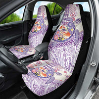 Hawaiian and Japanese Culture Together Car Seat Cover Tropical Honu with Japanese Elements Purple Color LT03 - Polynesian Pride