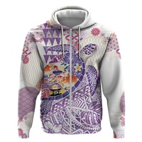 Hawaiian and Japanese Culture Together Zip Hoodie Tropical Honu with Japanese Elements Purple Color LT03 Zip Hoodie Purple - Polynesian Pride