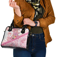 Hawaiian and Japanese Culture Together Shoulder Handbag Tropical Honu with Japanese Elements Pink Color