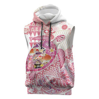 Hawaiian and Japanese Culture Together Sleeveless Hoodie Tropical Honu with Japanese Elements Pink Color LT03 Pink - Polynesian Pride