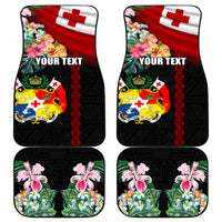 Personalised Tonga Emancipation Day Car Mats Flag Map and Hibiscus Flower Ngatu Pattern