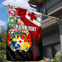 Personalised Tonga Emancipation Day Garden Flag Flag Map and Hibiscus Flower Ngatu Pattern