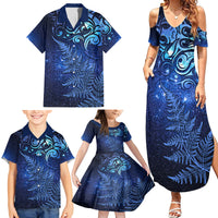New Zealand Matariki Family Matching Summer Maxi Dress and Hawaiian Shirt Maori Pattern and Silver Fern LT03 - Polynesian Pride