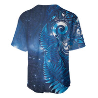 Aotearoa New Zealand New Year Baseball Jersey Tribal Koru Tattoo Blue Galaxy Maori Silver Fern