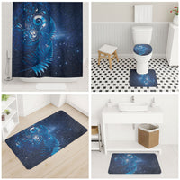 Aotearoa New Zealand New Year Bathroom Set Tribal Koru Tattoo Blue Galaxy Maori Silver Fern