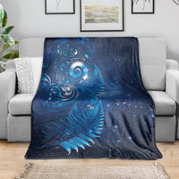 Aotearoa New Zealand New Year Blanket Tribal Koru Tattoo Blue Galaxy Maori Silver Fern
