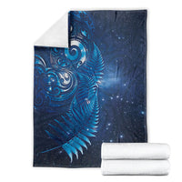 Aotearoa New Zealand New Year Blanket Tribal Koru Tattoo Blue Galaxy Maori Silver Fern
