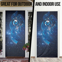Aotearoa New Zealand New Year Door Cover Tribal Koru Tattoo Blue Galaxy Maori Silver Fern LT03 - Polynesian Pride