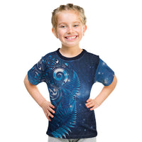 Aotearoa New Zealand New Year Kid T Shirt Tribal Koru Tattoo Blue Galaxy Maori Silver Fern LT03 Blue - Polynesian Pride