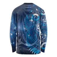 Aotearoa New Zealand New Year Long Sleeve Shirt Tribal Koru Tattoo Blue Galaxy Maori Silver Fern LT03 - Polynesian Pride