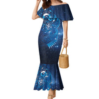 Aotearoa New Zealand New Year Mermaid Dress Tribal Koru Tattoo Blue Galaxy Maori Silver Fern LT03 Women Blue - Polynesian Pride