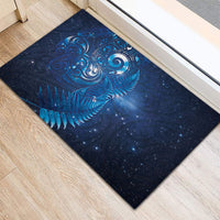 Aotearoa New Zealand New Year Rubber Doormat Tribal Koru Tattoo Blue Galaxy Maori Silver Fern