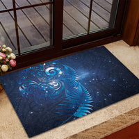 Aotearoa New Zealand New Year Rubber Doormat Tribal Koru Tattoo Blue Galaxy Maori Silver Fern