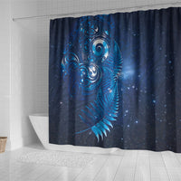 Aotearoa New Zealand New Year Shower Curtain Tribal Koru Tattoo Blue Galaxy Maori Silver Fern LT03 - Polynesian Pride
