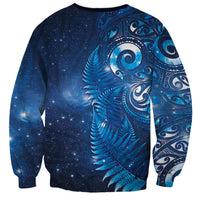 Aotearoa New Zealand New Year Sweatshirt Tribal Koru Tattoo Blue Galaxy Maori Silver Fern LT03 - Polynesian Pride