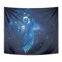 Aotearoa New Zealand New Year Tapestry Tribal Koru Tattoo Blue Galaxy Maori Silver Fern
