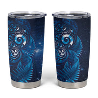 Aotearoa New Zealand New Year Tumbler Cup Tribal Koru Tattoo Blue Galaxy Maori Silver Fern LT03 Blue - Polynesian Pride