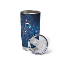 Aotearoa New Zealand New Year Tumbler Cup Tribal Koru Tattoo Blue Galaxy Maori Silver Fern LT03 - Polynesian Pride