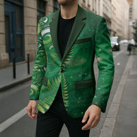 Aotearoa New Zealand New Year Blazer Tribal Koru Tattoo Green Galaxy Maori Silver Fern