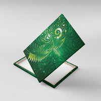 Aotearoa New Zealand New Year Canvas Wall Art Tribal Koru Tattoo Green Galaxy Maori Silver Fern LT03 With Frame Green - Polynesian Pride