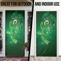 Aotearoa New Zealand New Year Door Cover Tribal Koru Tattoo Green Galaxy Maori Silver Fern LT03 - Polynesian Pride