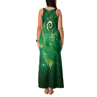Aotearoa New Zealand New Year Family Matching Tank Maxi Dress and Hawaiian Shirt Tribal Koru Tattoo Green Galaxy Maori Silver Fern LT03 - Polynesian Pride